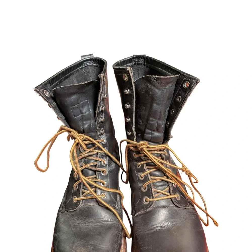 Red Wing Boots Mens 9.5 D Black Leather Loggermax Work Boots Lug Sole Heritage